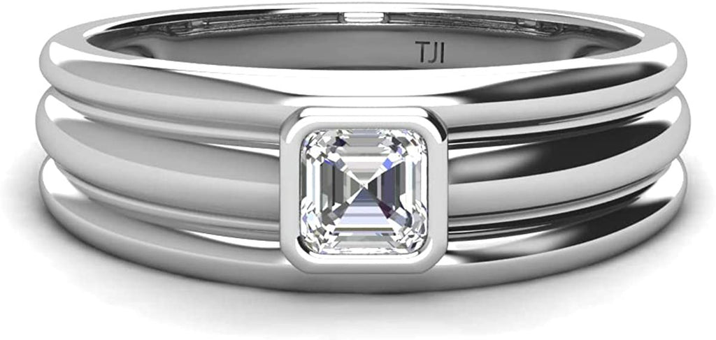 14K White Gold Men Wedding Band G9149