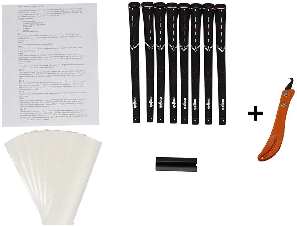 Midsize Black Golf Grips with Grip Tape and Instructions H240743