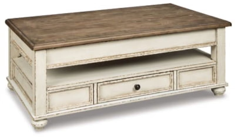 White/Brown Lift Top Coffee Table D985