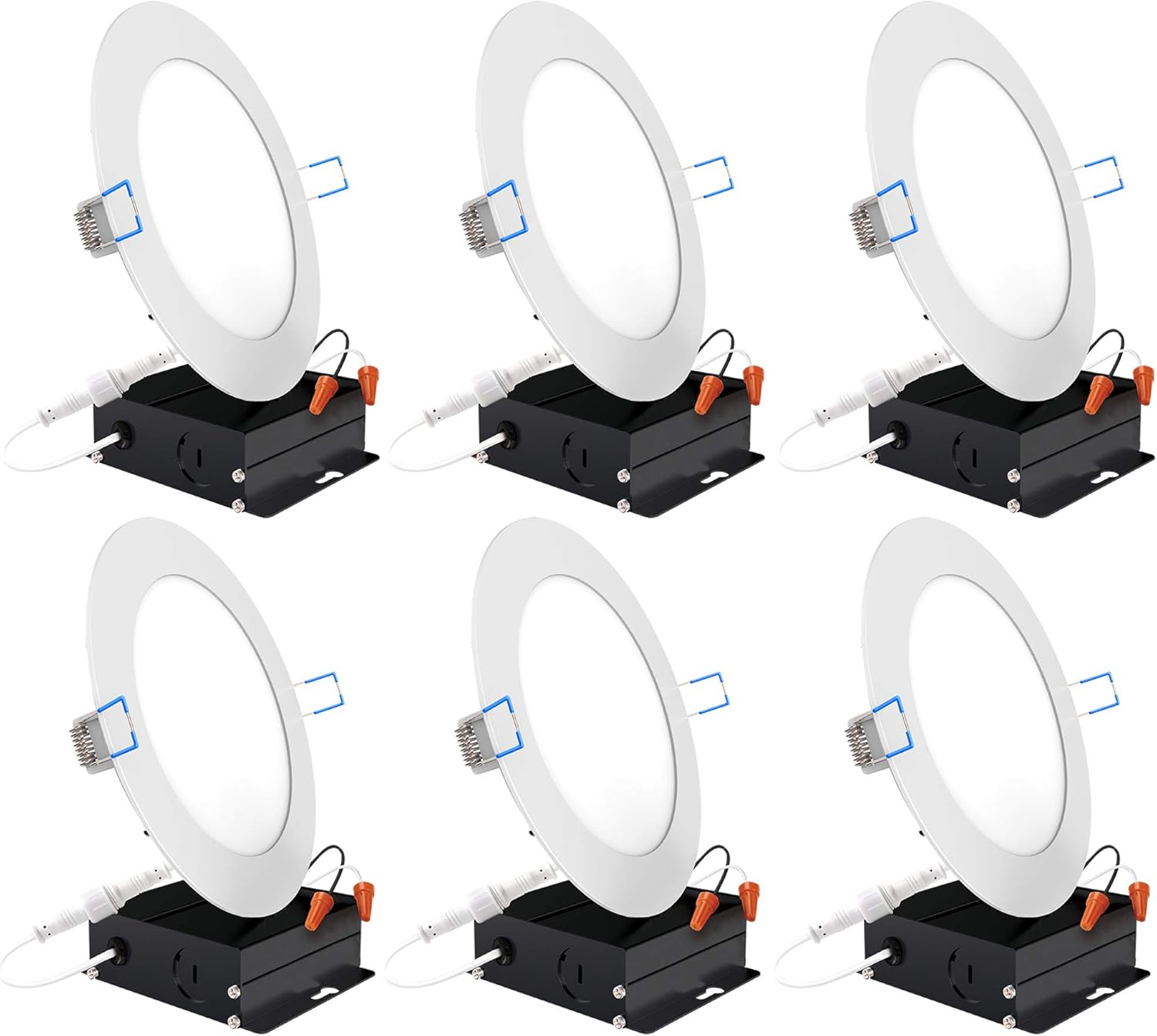 6 Pack 6 Inch Ultra Thin LED Recessed Ceiling Lights, 2700K Soft White, Dimmable 14W, 850 LM, Canless J654