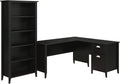 Black Suede Oak L Desk and Bookcase I53554