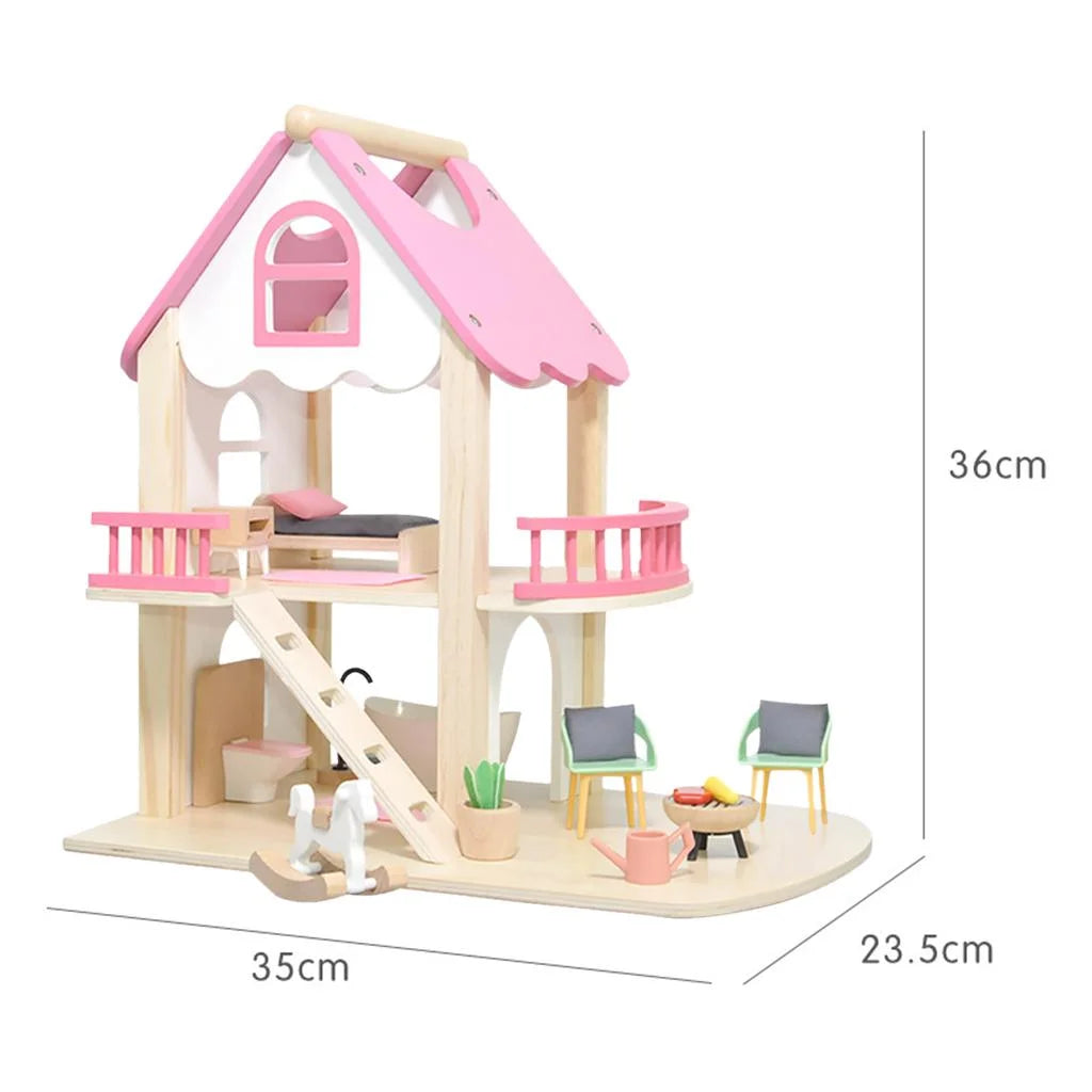 Miniature Castle Doll House with Doll Accessories Bedroom Educational Toys L909