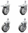 Swivel Caster Set of 4 with Thermoplastic Rubber Wheels and Brakes R24169