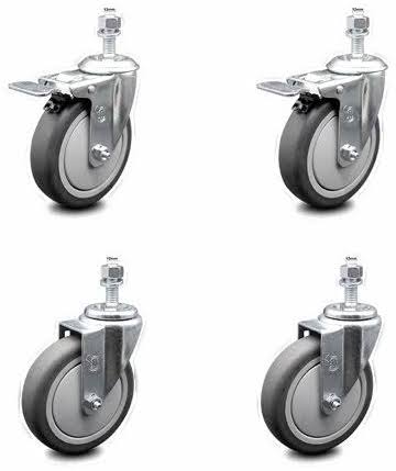 Swivel Caster Set of 4 with Thermoplastic Rubber Wheels and Brakes R24169