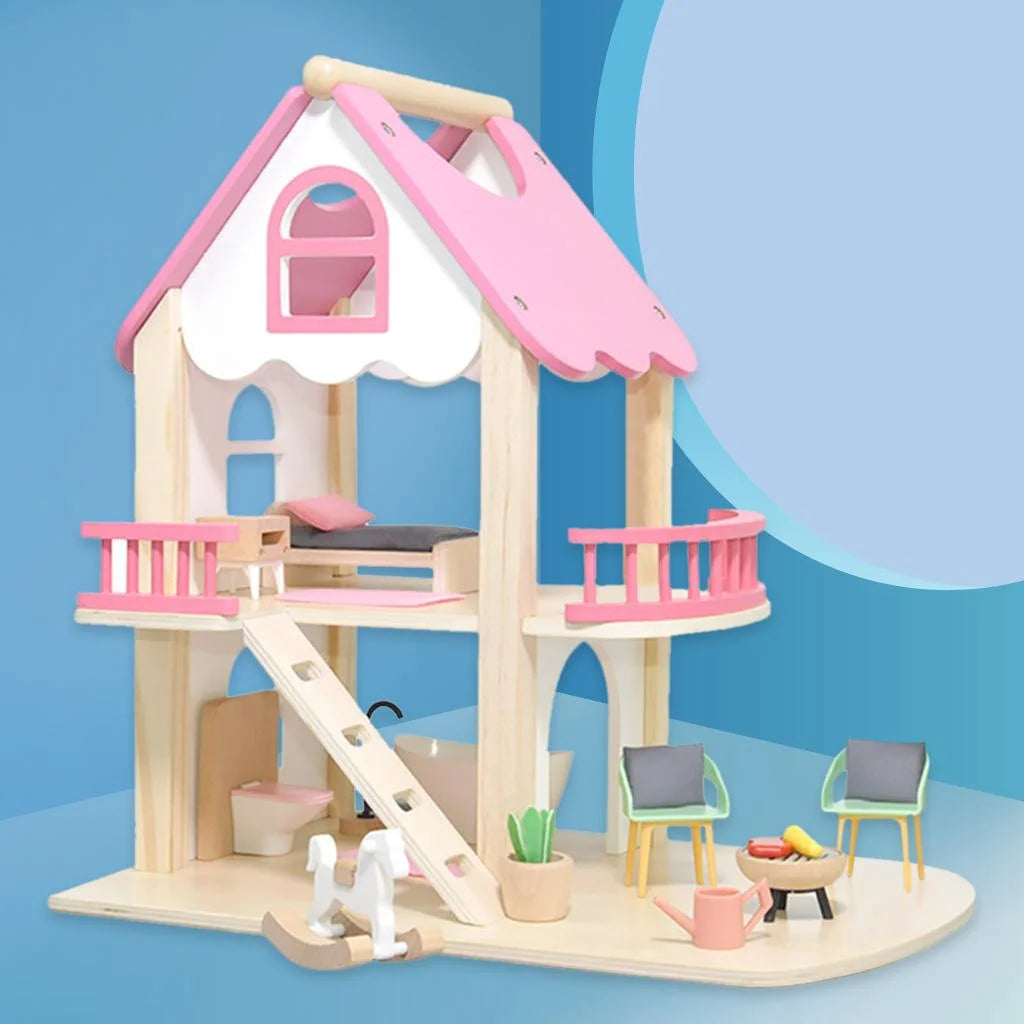 Miniature Castle Doll House with Doll Accessories Bedroom Educational Toys L909