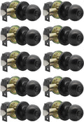 Flat Black Round Privacy Door Knobs (10 Pack) S23775