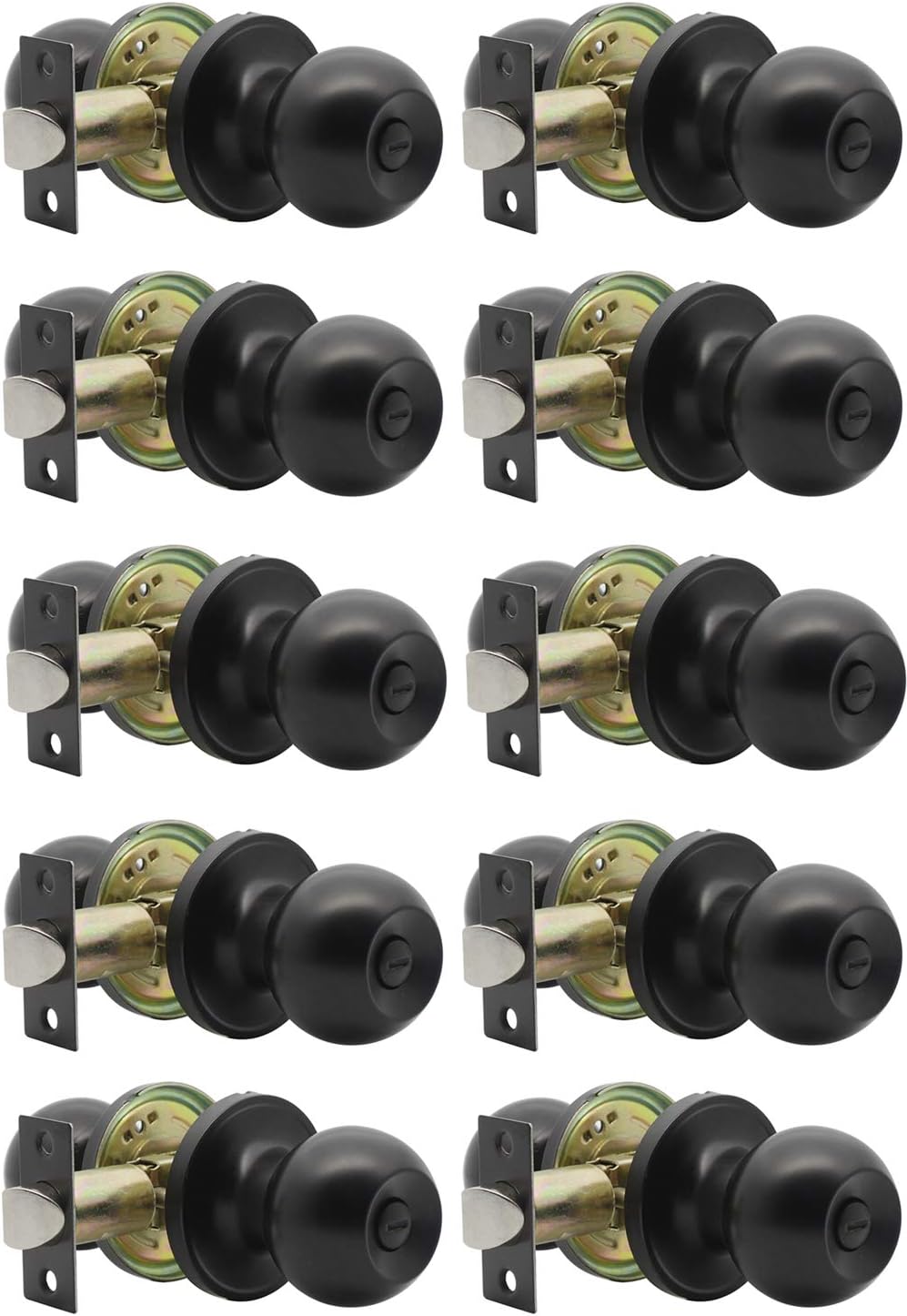 Flat Black Round Privacy Door Knobs (10 Pack) S23775