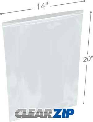 14 x 20 in. Clear Zip Lock Bags - Case of 500 J4491