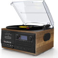 Bluetooth Record Player Turntable with AM/FM Radio, Cassette, CD Player, 2 Built in Speaker, SD Slot, USB, AUX F835739