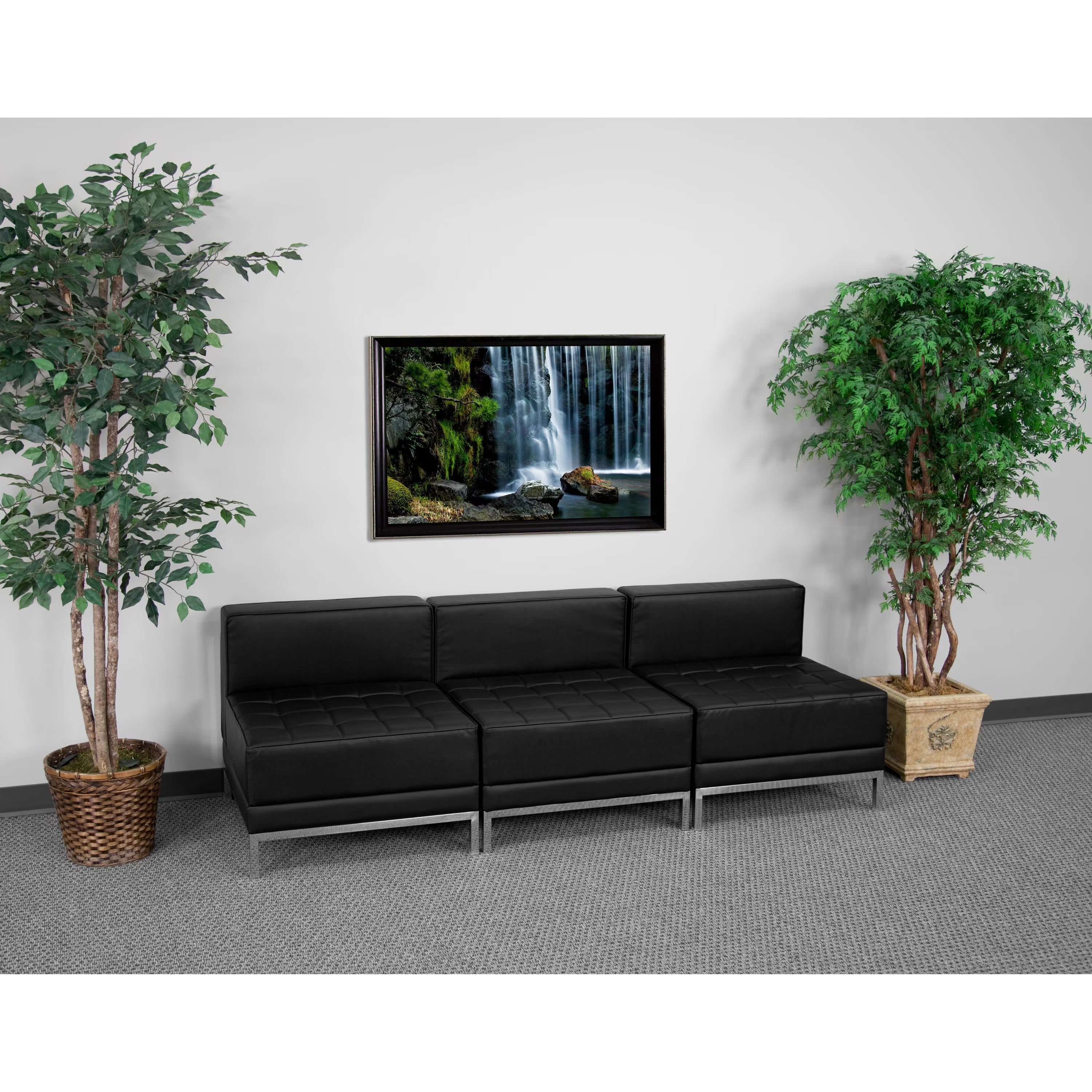 Black LeatherSoft Lounge Set, 3 Pieces I779