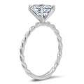 Emerald Cut Blue Aquamarine 18k White Gold 3 Stone Ring N16671