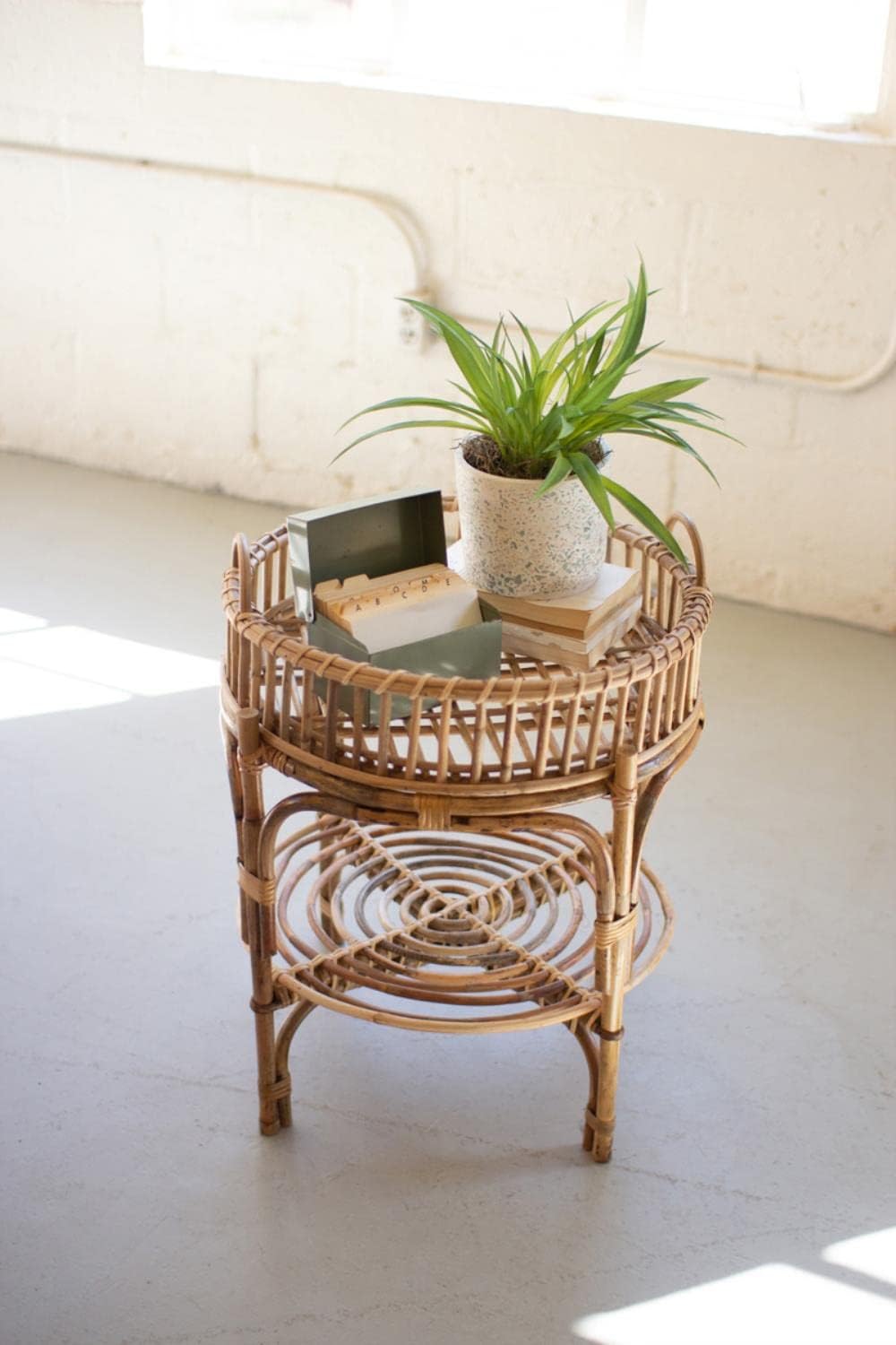 Round Cane Table with Removable Tray D614277