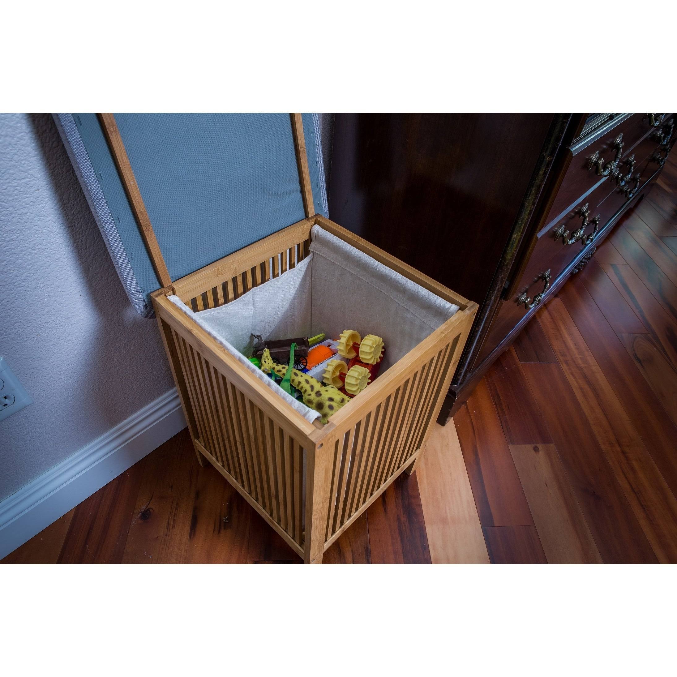Bamboo Laundry and Storage Basket/Ottoman, 21 inch Tall M210