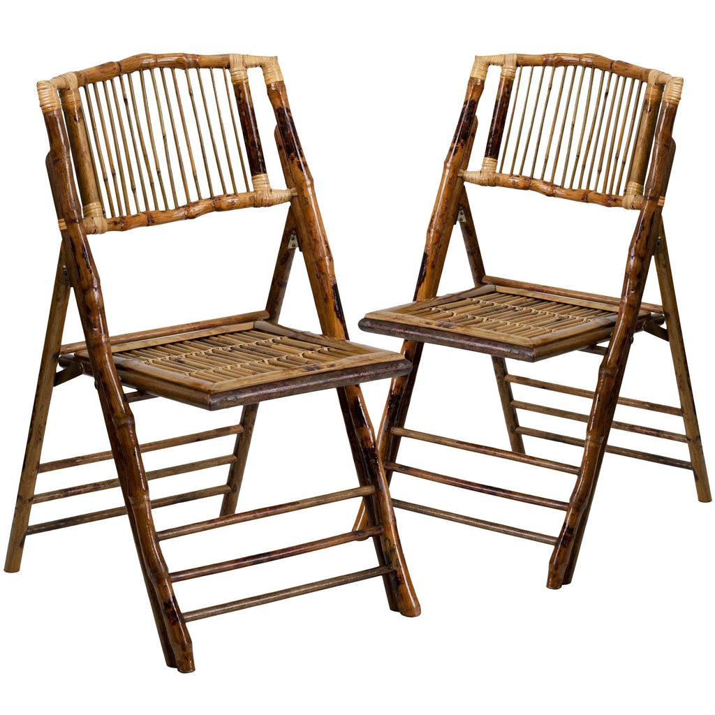 2 Pk Bamboo Wood Folding Chair H154