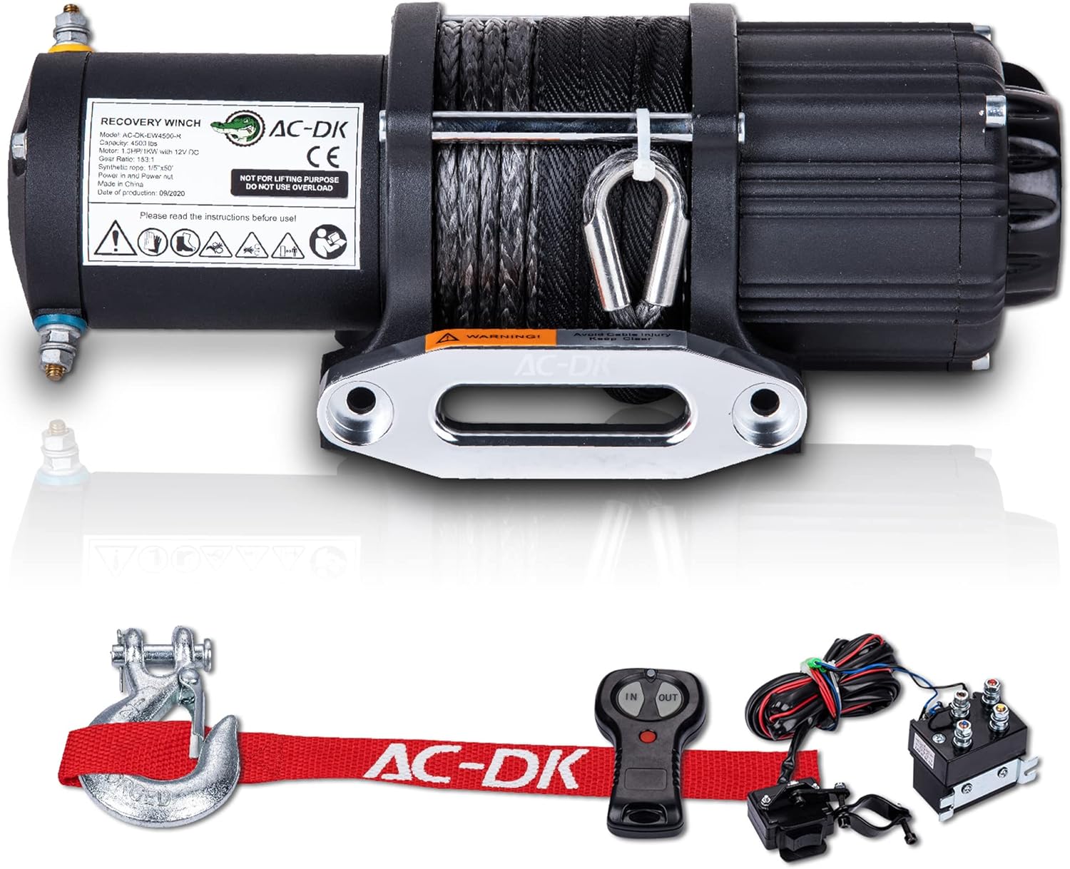 4500 lb Electric Steel Rope ATV Winch Kit, 12V, IP67 Waterproof E307