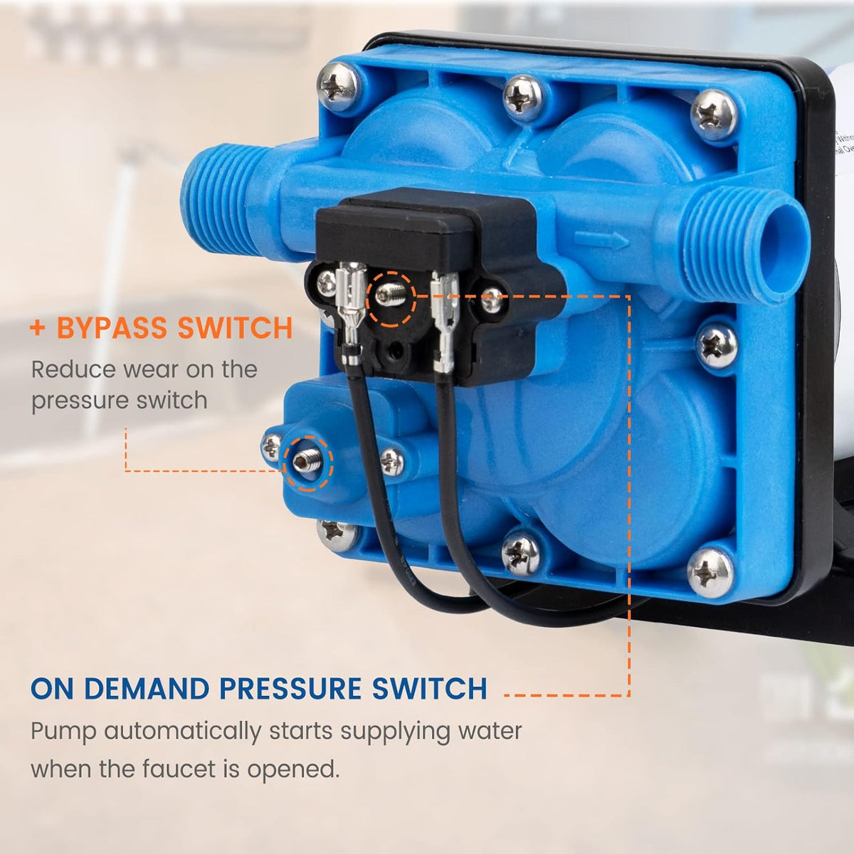 110V AC Water Pressure Pump 5.0GPM 55PSI Self Priming RV Water Pump Pack of 2 R487262