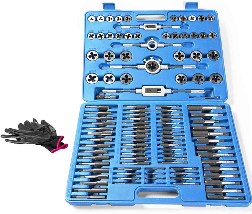 110 Piece Combination Tap and Die Set Alloy Steel Metric Tools with Carrying Case R206