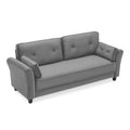 Grey Velvet Loveseat Sofa with Two Pillows F64832