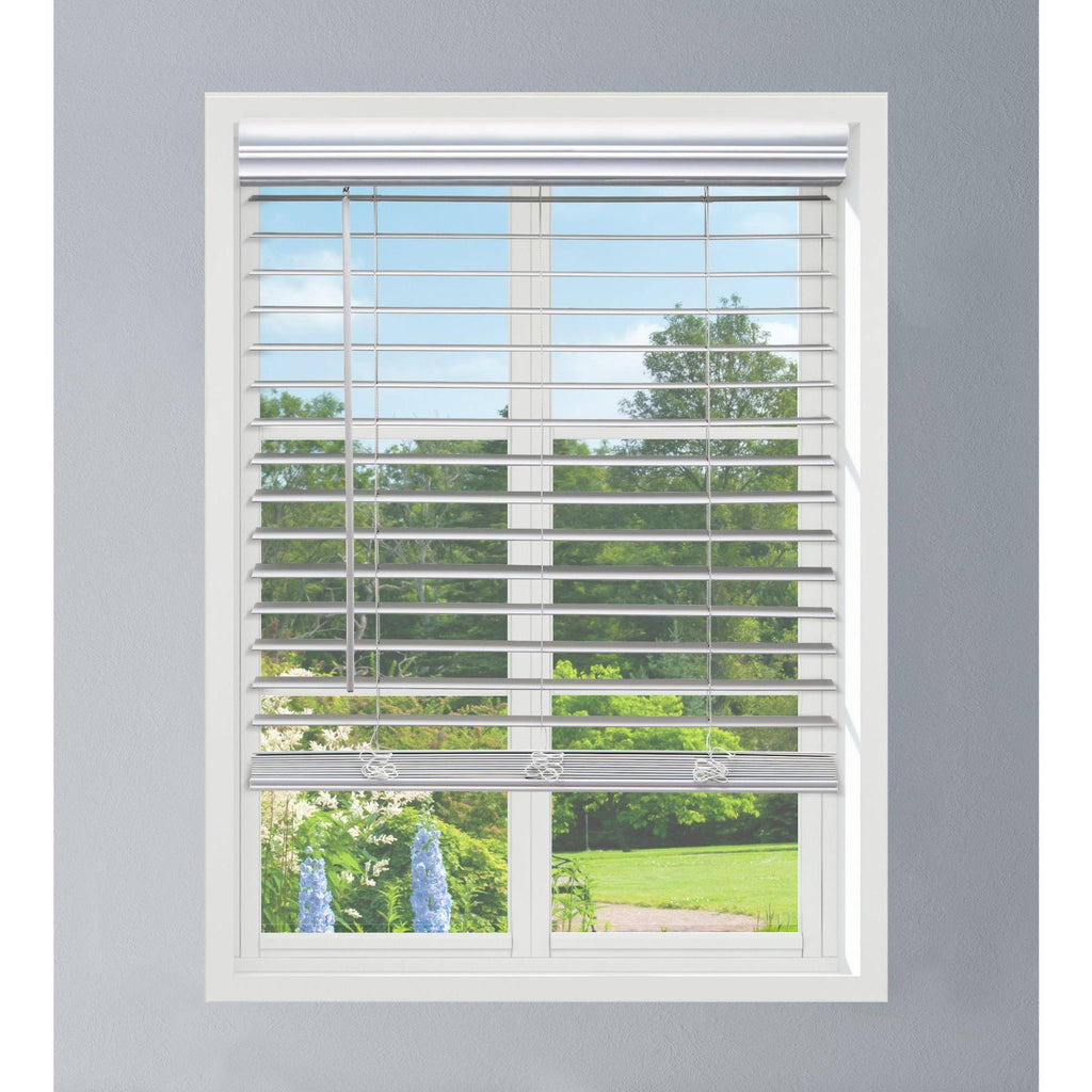 White Faux Wood Cordless Blinds A344271