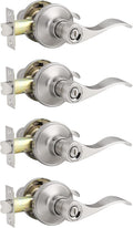 Satin Nickel Privacy Door Lever Handleset 4 Pack Z586