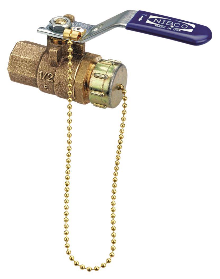 Bronze Ball Valve, FNPT x Hose Cap, 3/4 in N784