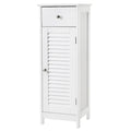 White Wooden Bathroom Floor Cabinet with Drawer and Single Shutter Door O71936