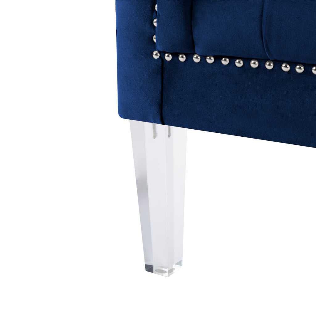 Navy Blue Velvet 3 Piece Living Room Set K594559