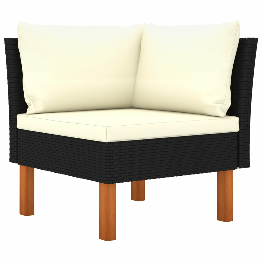 9 Piece Patio Set with Cushions Poly Rattan Black O224549