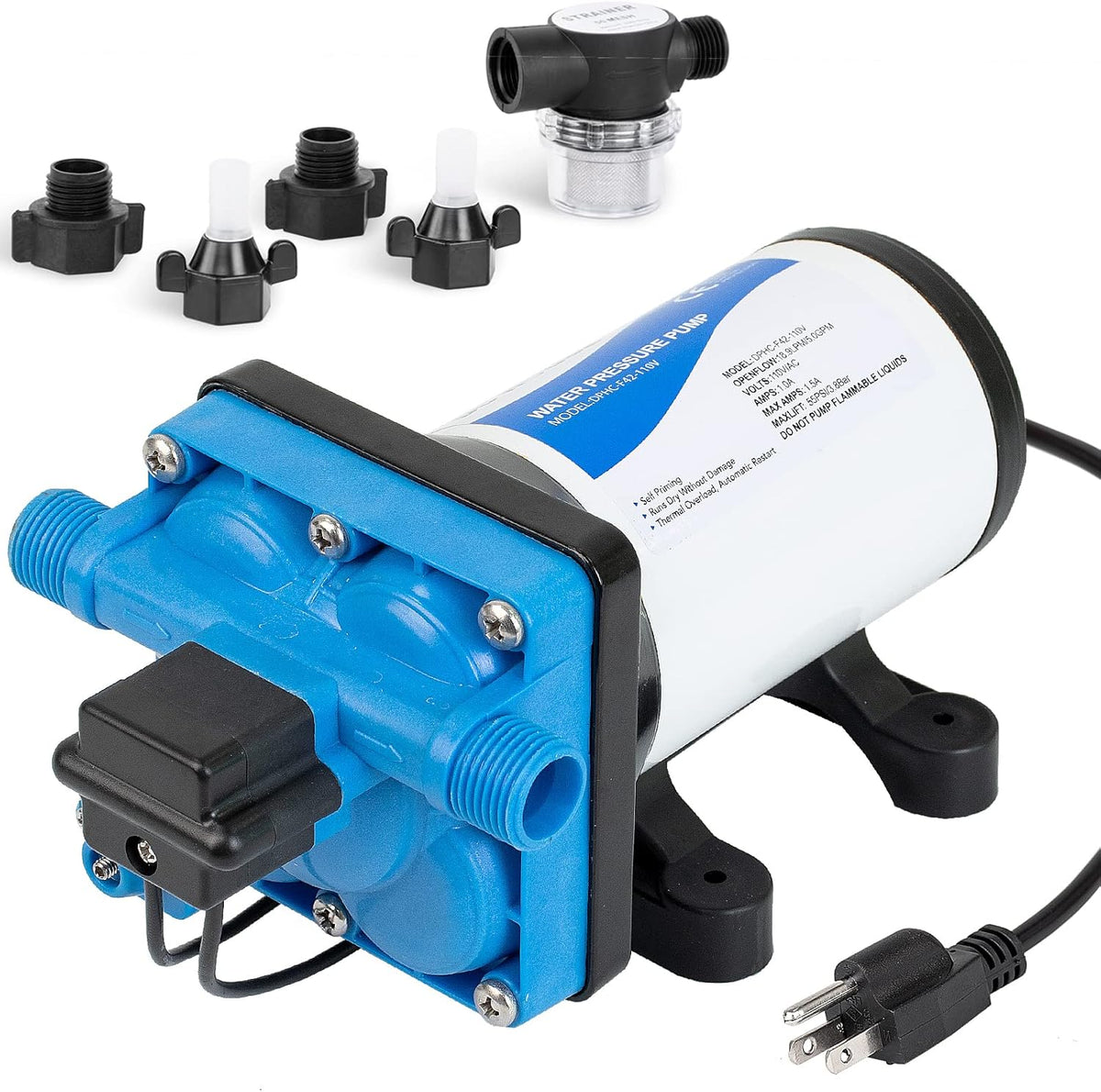 110V AC Water Pressure Pump 5.0GPM 55PSI Self Priming RV Water Pump Pack of 2 R487262
