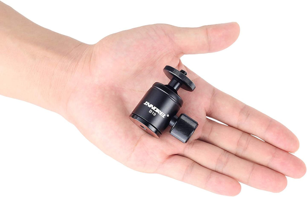Mini Tripod Ball Head Metal Ballhead 360° Pan 90° Tilt with 3/8 to 1/4 Adapter CNC Ballheads, Max Load 6.61 lb H530