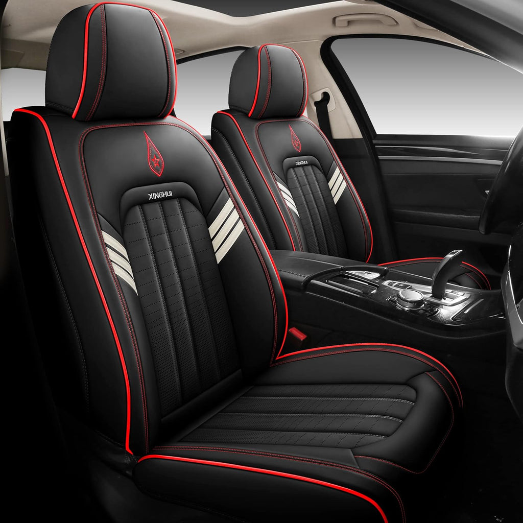 Pink Synthetic Leather 5-Seater Full Set Car Seat Covers X9685