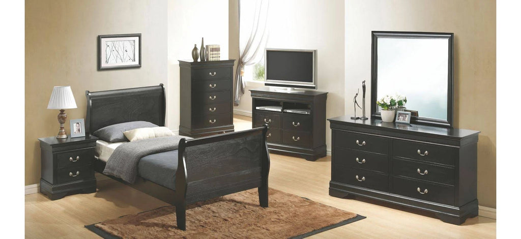 Twin Sleigh Bed in Black W9122