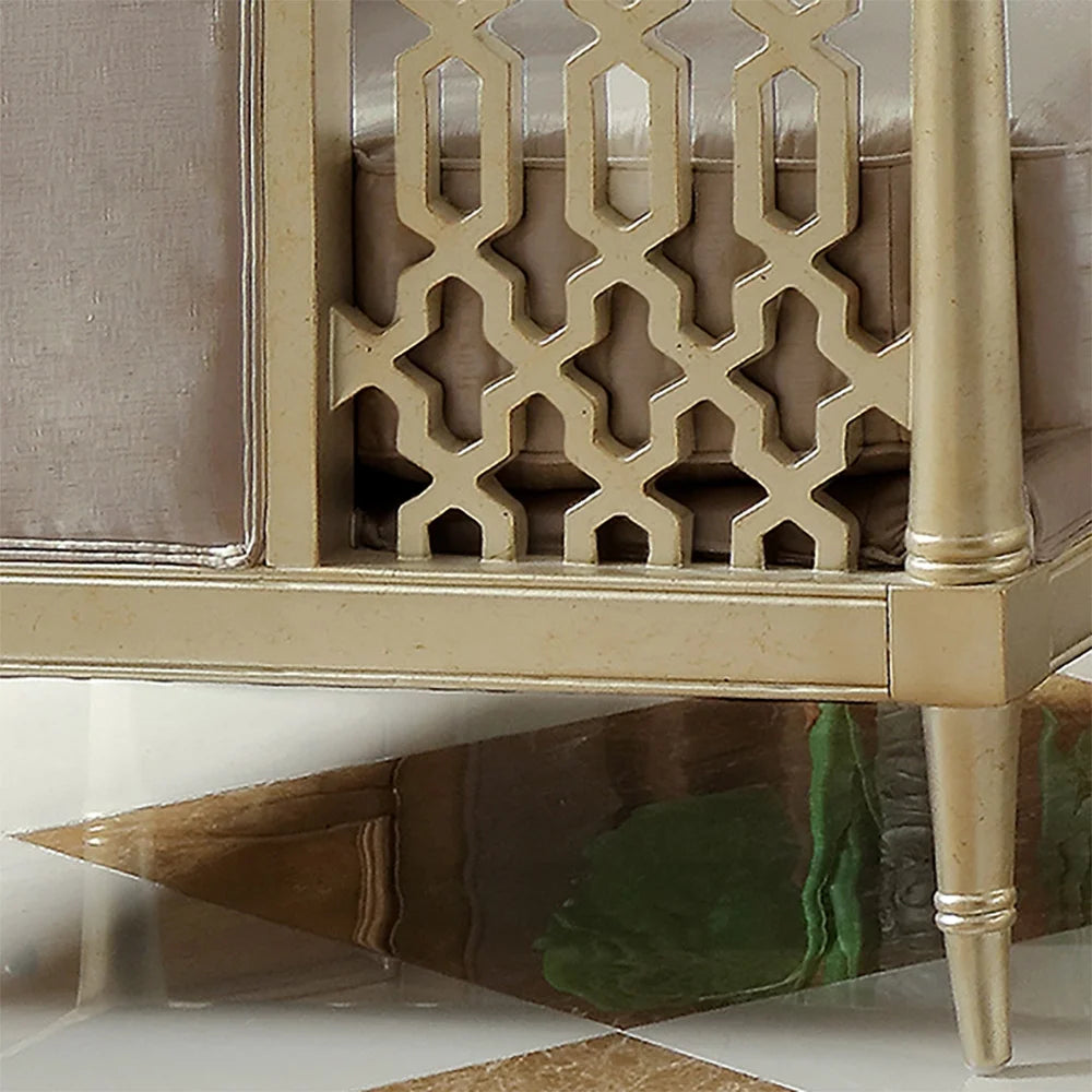 Satin Gold Fabric 3Pcs Sofa Set U9712