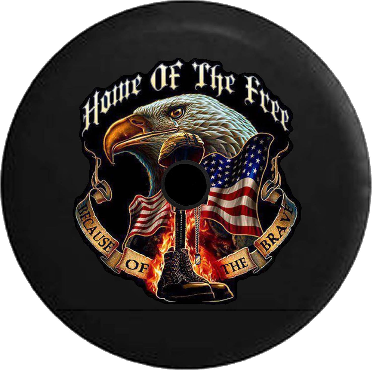 Black 32 in Spare Tire Cover with Backup Camera Hole K356635