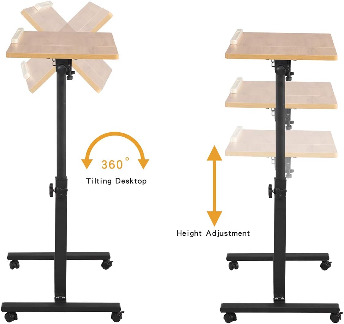 Adjustable Rolling Laptop Desk with Wheels W1548