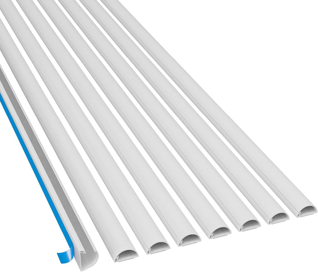 White Cord Cover Kit, Half Round Cable Raceway, Self-Adhesive Cord Hider, 40' Pack of 2 Z936236