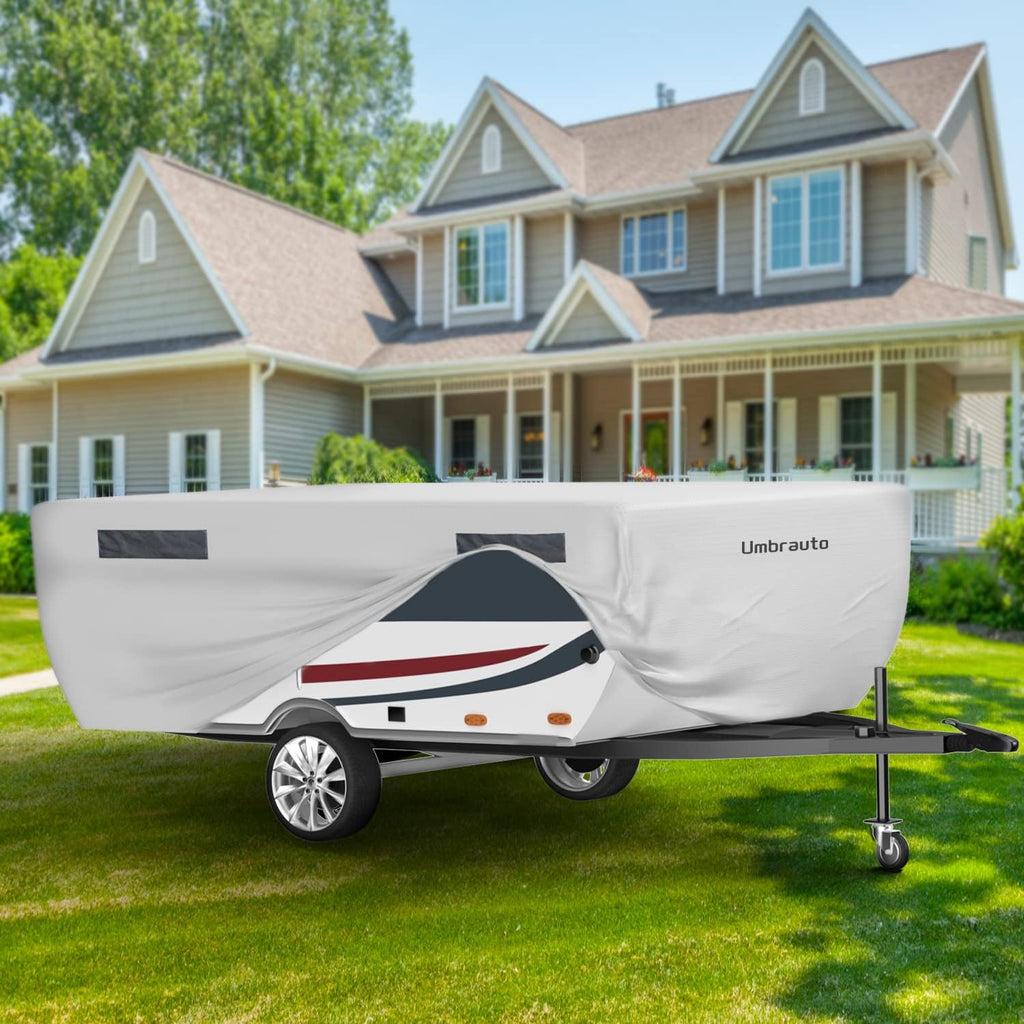 Gray Waterproof Polypropylene Pop Up Camper Cover for 12' - 14' Trailers G314351