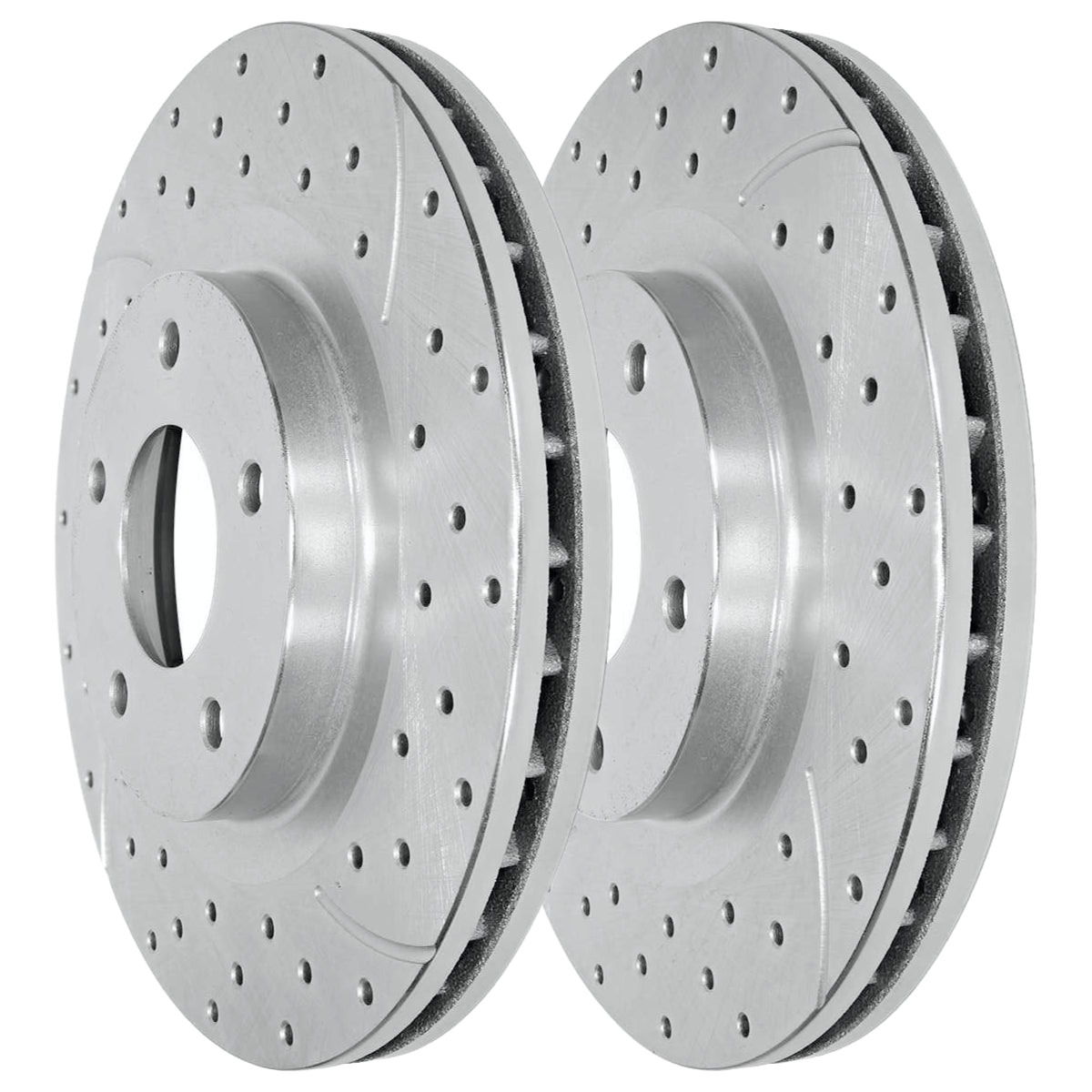 Front Wheel Bearing Hubs Drilled Slotted Rotors Silver Ceramic Pads Kit E9365