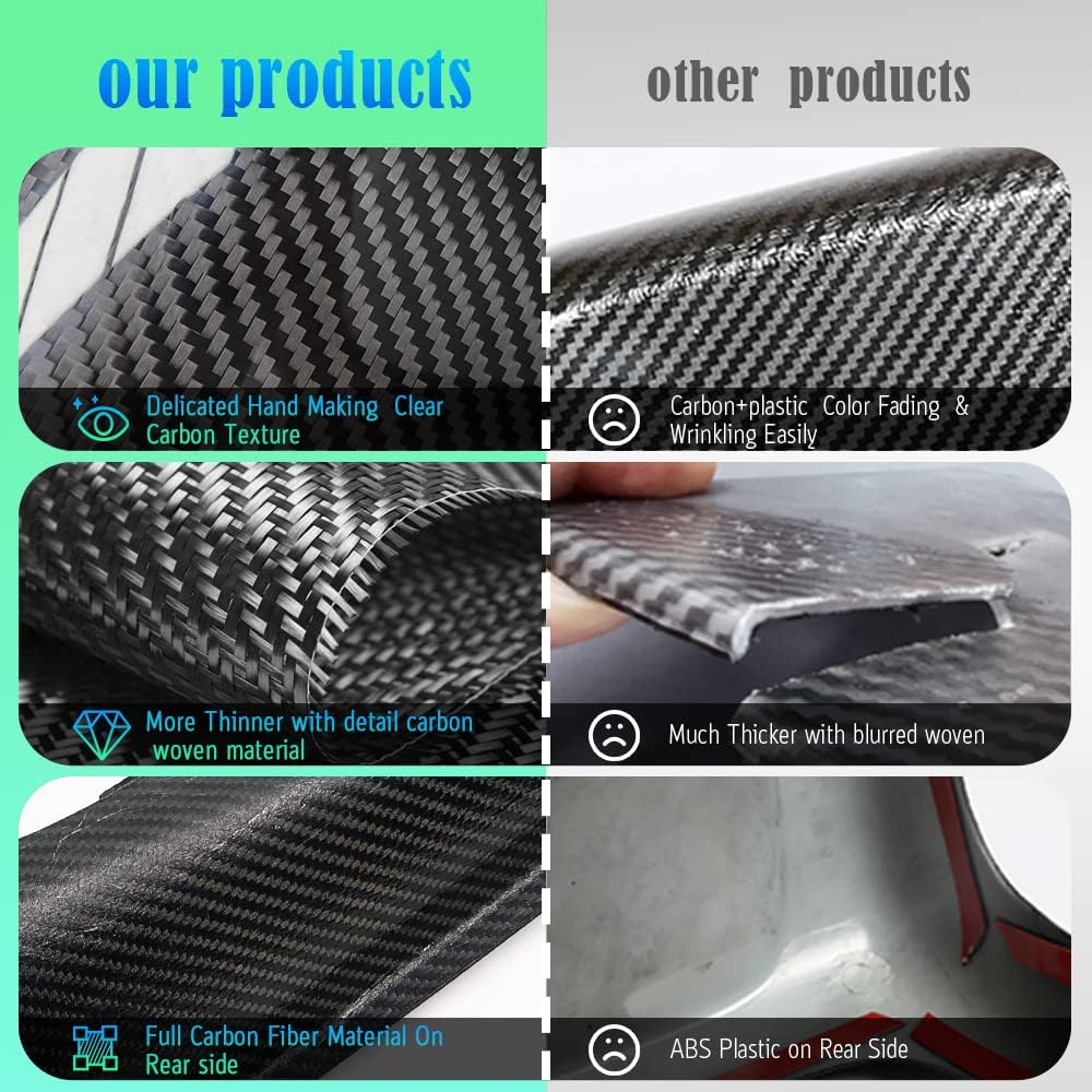 4pcs Front Side Body Bumper Canards Trim for 2020 2021 Chevrolet Corvette C8, Genuine Carbon Fiber C40188