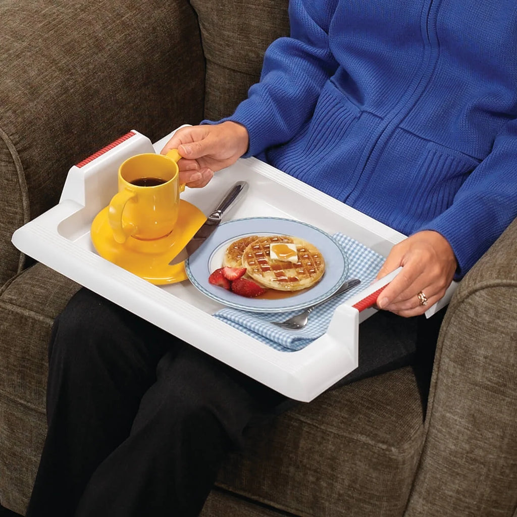 White Plastic Lap Tray with Easy Grip Handles K377054