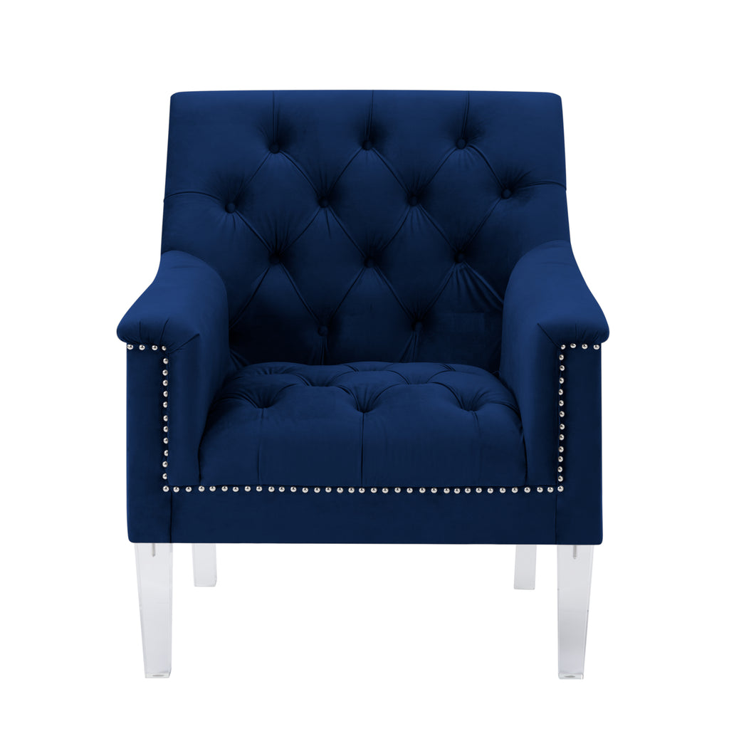Navy Blue Velvet 3 Piece Living Room Set K594559