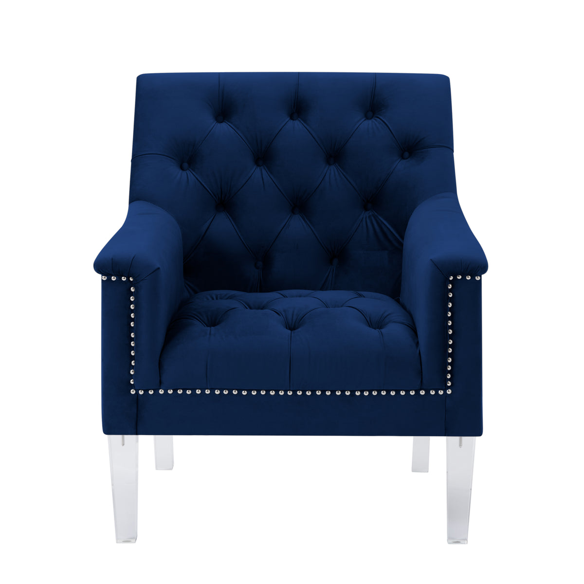 Navy Blue Velvet 3 Piece Living Room Set K594559