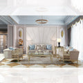 Satin Gold Fabric 3Pcs Sofa Set U9712