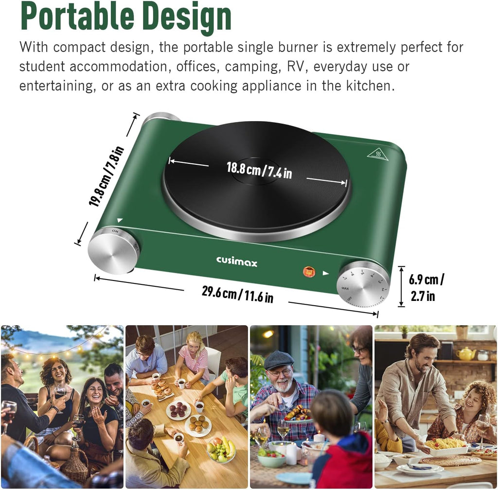Green Cast Iron Single Burner Hot Plate Electric Burner, Pack of 2 G728057