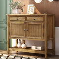 Espresso Wood Buffet Sideboard Table with Drawers & Open Shelf W64363