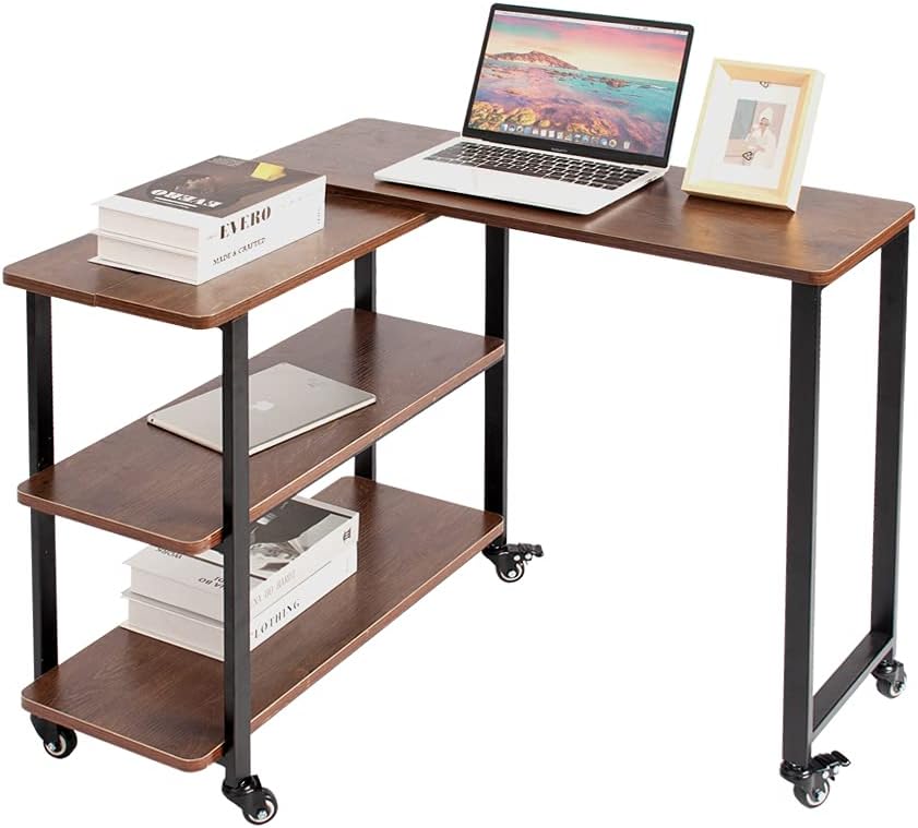 Walnut Desktop White Frame Folding Laptop Desk 39.4 Inch Pack of 2 X980783