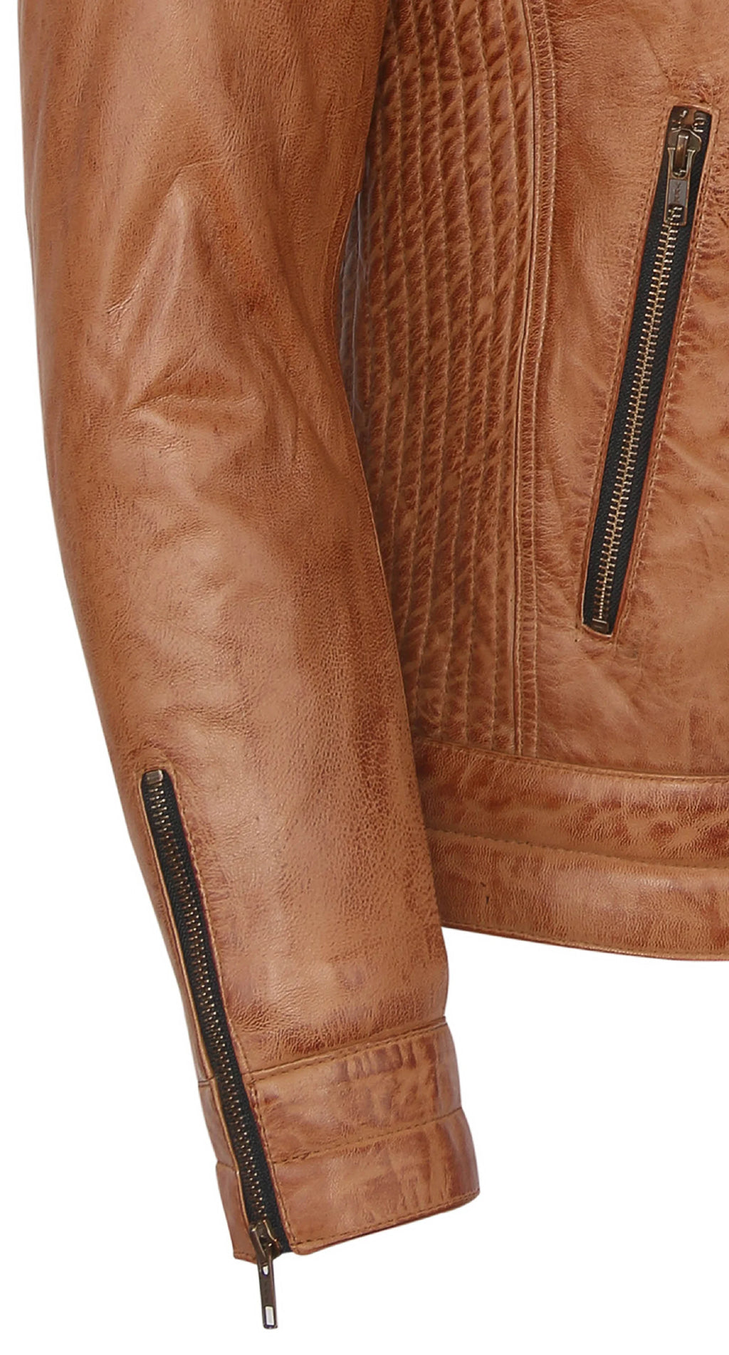 Camel Lambskin Leather Biker Jacket Size L D59529