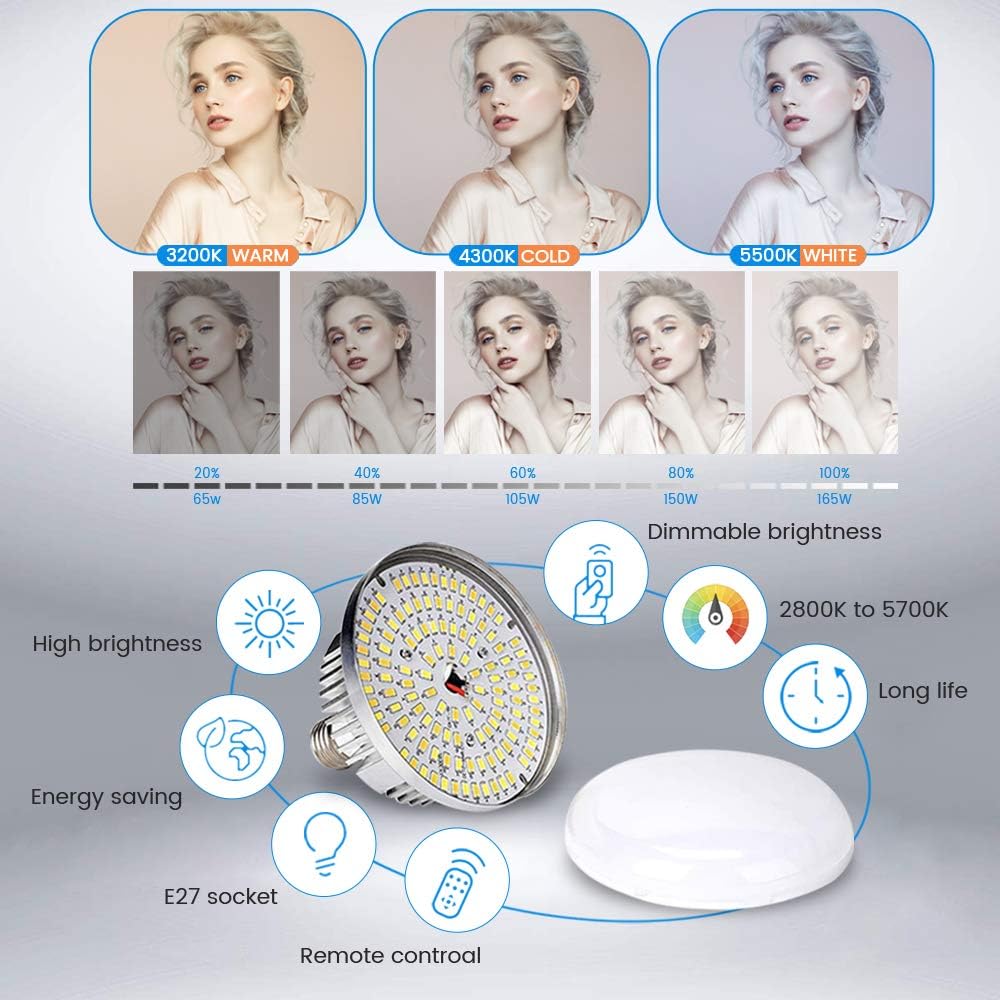 Softbox Lighting Kit with 2 Remote Dimming 6000K Bulbs O421
