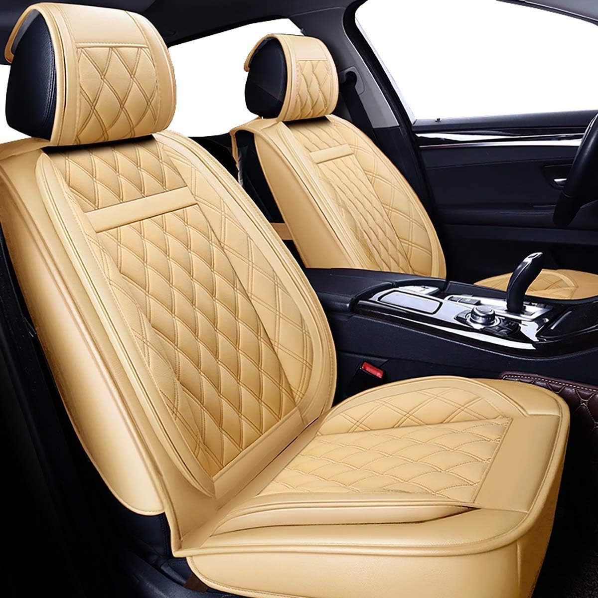 5 Car Seat Covers Full Set Waterproof Faux Leather Black U222