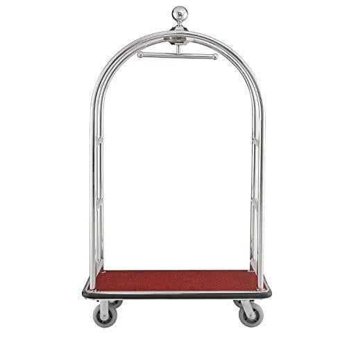 Silver Stainless Steel Bellman Cart with Rubber Casters R88490